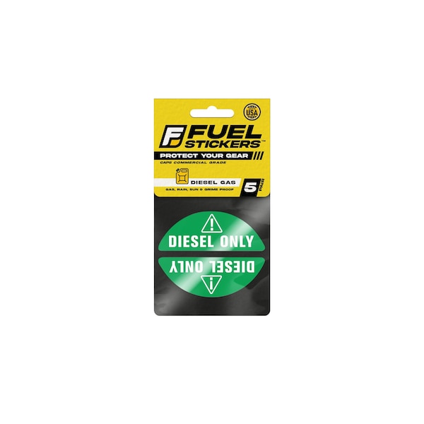 Diesel Label  for Fuel Cap:  Fleet Trucks, Box Truck, Van, Hvy-Dty, Ultra-Durable, 5PK